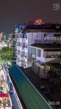 城市夜景步行街夜景人流航拍移动延时桂林夜景