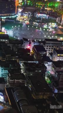 城市夜景步行街夜景人流航拍移动延时桂林夜景