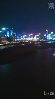 江西南昌城市风光交通夜景航拍移动延时竖屏
