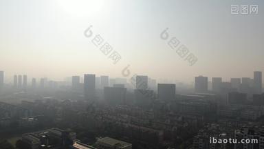 杭州城市雾霾天气航拍