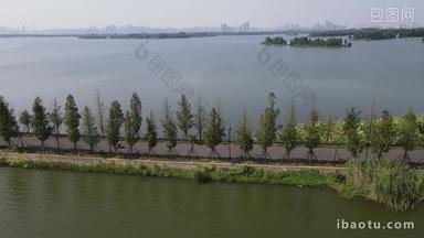 湖中唯美步道武汉东湖5A景区航拍