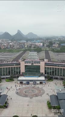广西桂林北站火车站交通航拍