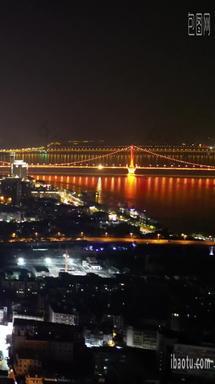 航拍湖北武汉城市夜景