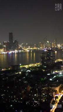 航拍湖北武汉城市夜景