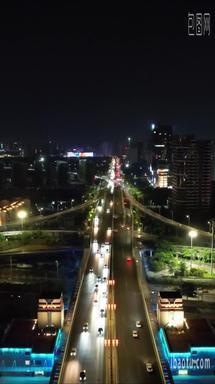 航拍江西南昌城市交通大道夜景