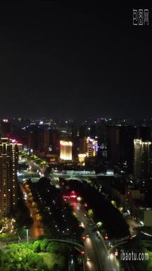 航拍江西南昌城市交通大道夜景