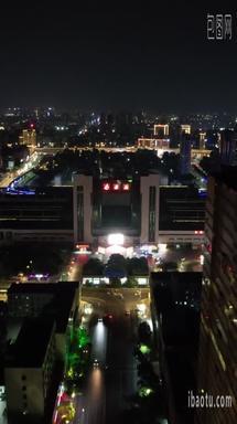 航拍江西南昌火车站夜景