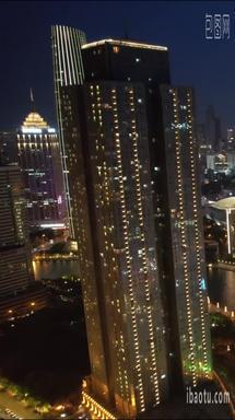 航拍天津城市建设天津夜景