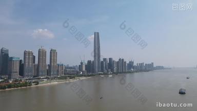 航拍湖北武汉绿地中心商业大楼