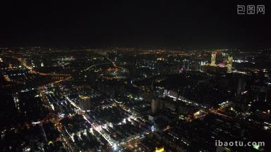 航拍湖南长沙城市建设城市夜景