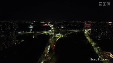 航拍江西南昌城市交通夜景