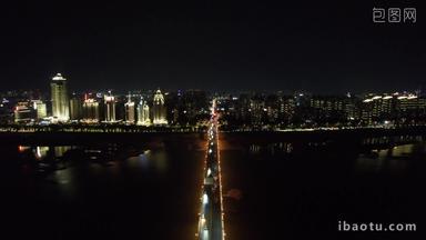 航拍江西南昌大桥夜景