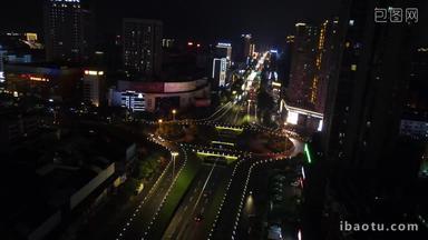 城市航拍湖南岳阳火车站立交桥夜景