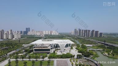 航拍湖北襄阳市文化艺术中心