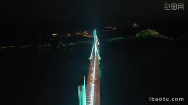 航拍湖北宜昌夷陵长江大桥夜景