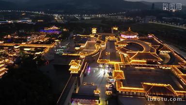 湖北襄阳中国唐城影视基地夜景航拍