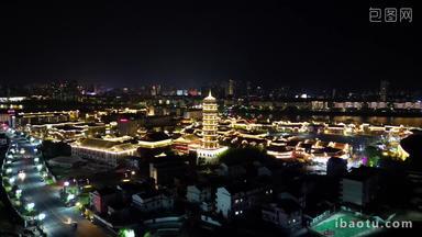 航拍江西抚州文昌里历史文化街区夜景