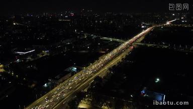 江苏南京城市交通夜景立交桥高架桥航拍
