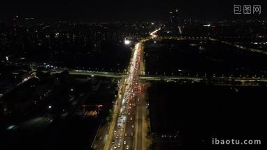 江苏南京城市交通夜景立交桥高架桥航拍