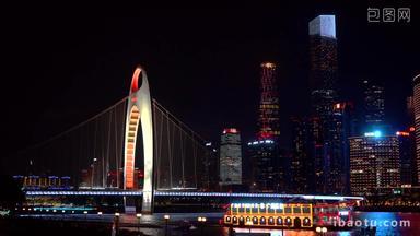 实拍广州猎德大桥城市夜景