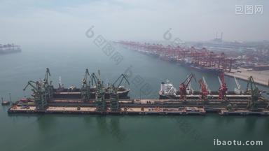 海边港口码头进出口贸易航拍日照港口