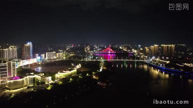 江西赣州章水两岸夜景灯光航拍江西赣州