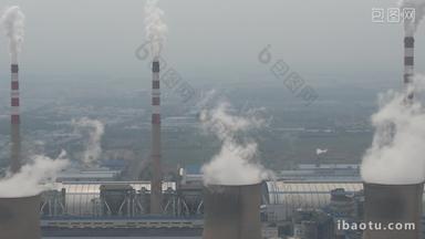 <strong>工业生产</strong>工厂烟囱环境污染航拍