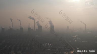 环境污染工业排烟<strong>雾霾</strong>航拍