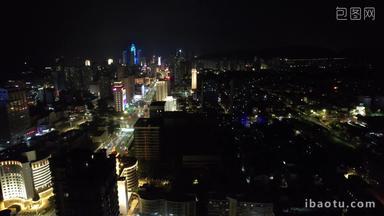山东烟台城市夜景灯光航拍