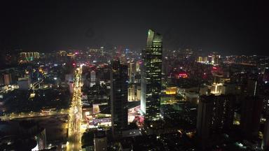 云南昆明城市夜景灯光交通航拍