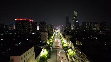 云南昆明城市夜景灯光交通航拍