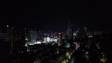山东烟台城市夜景灯光航拍
