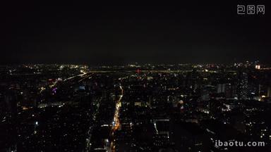 江苏南京城市夜景交通车辆航拍