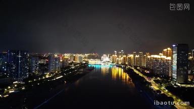 航拍<strong>福建福州</strong>闽江两岸夜景灯光