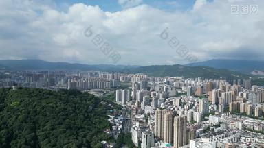 航拍福建龙岩城市大景