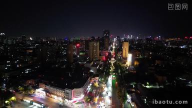 航拍山东济南老城区城市夜景