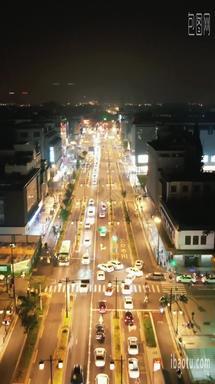 城市夜景交通 车辆行驶竖屏航拍