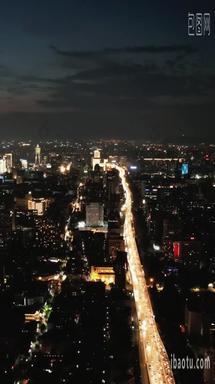 杭州城市夜景交通竖屏航拍