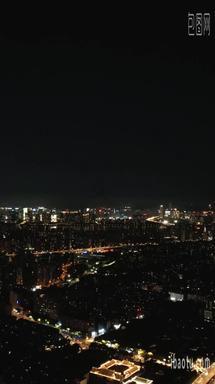 杭州城市夜景交通竖屏航拍