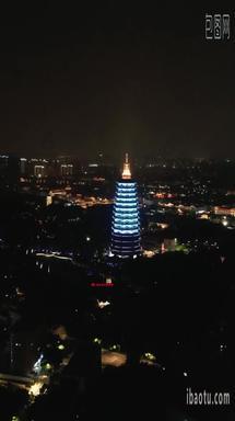 江苏常州城市夜景灯光竖屏航拍
