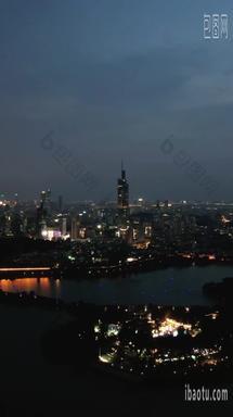南京夜景竖屏航拍