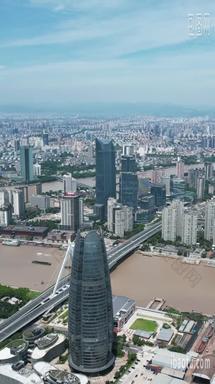 宁波城市建设高楼竖屏航拍