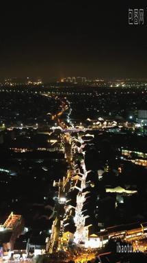 苏州夜景交通竖屏航拍