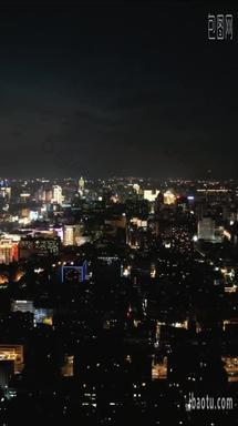 浙江杭州城市夜景交通竖屏航拍