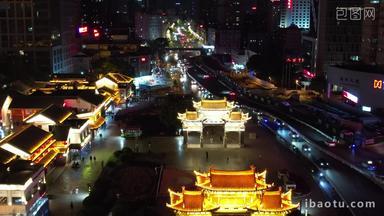 云南昆明城市夜景航拍