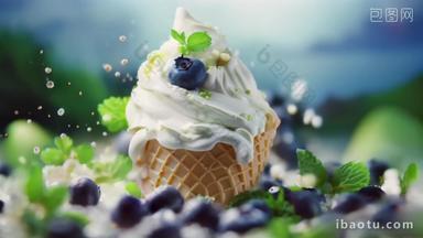 冰淇淋蓝莓牛奶新鲜饮料甜点
