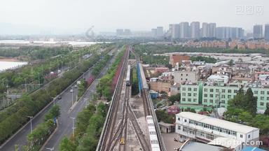 云南昆明城市交通轨道交通地铁航拍