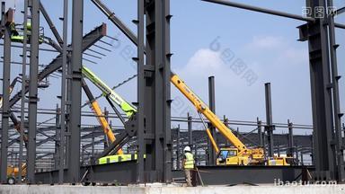 4K钢结构施工槽钢厂房吊装