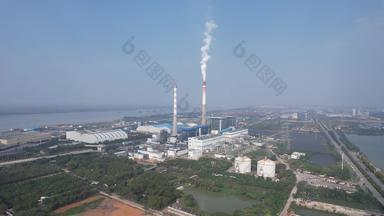 工业生产工厂烟冲排烟环境污染航拍