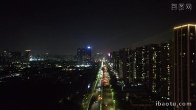 广东佛山城市夜景灯光交通航拍